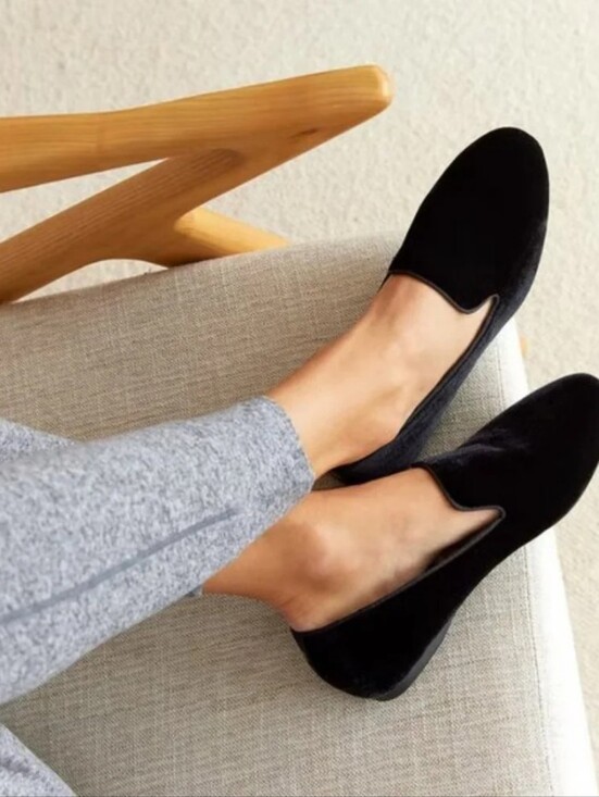 Birdies Shoes - Birdies Starling Velvet Black Flats Smoking Slippers/Flats Size 8